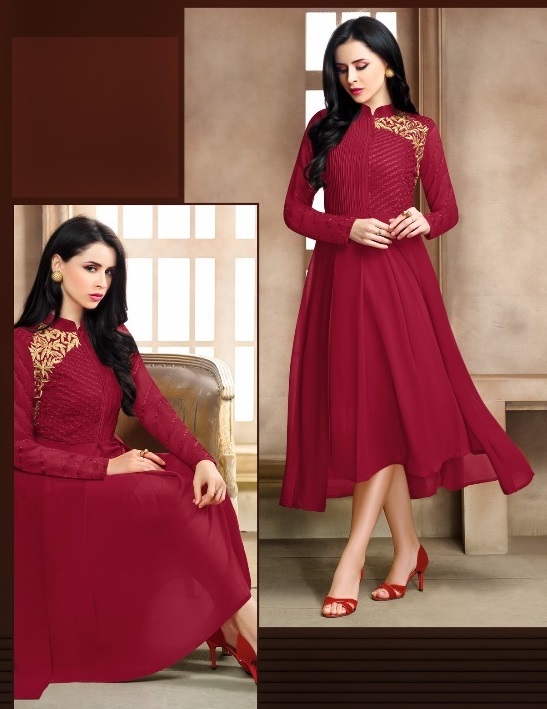 Designer Embroidery Kurti - Fancy Georgette, L/xl Size, Multicolor | Hand Embroidery, Bollywood Style, All-season Wear
