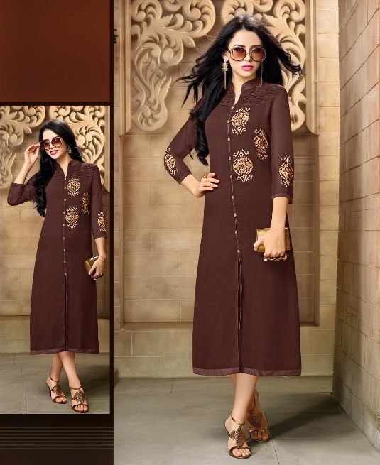 Designer Embroidery Kurti - Fancy Georgette, L/xl Size, Multicolor | Hand Embroidery, Bollywood Style, All-season Wear