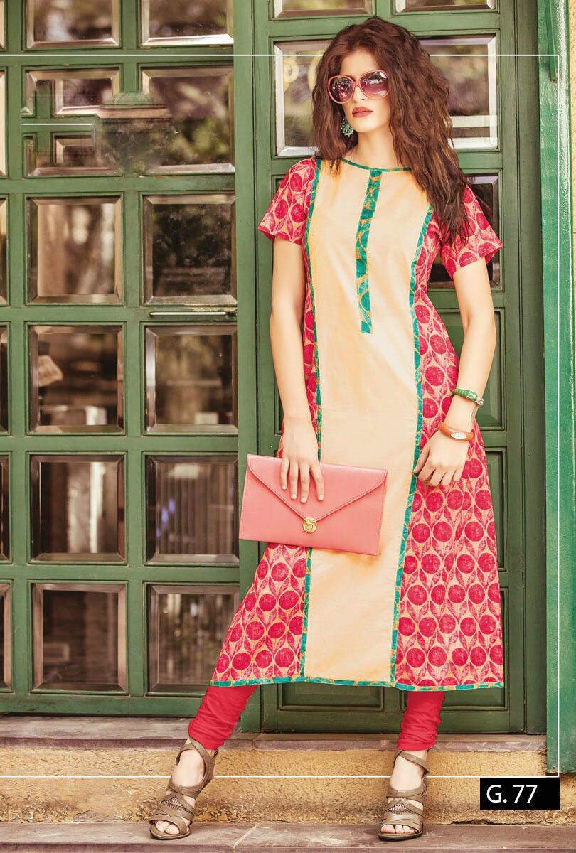 Designer Cotton Kurti - Multi-color, Sizes M To 3xl | Modern Printed Style For All Seasons