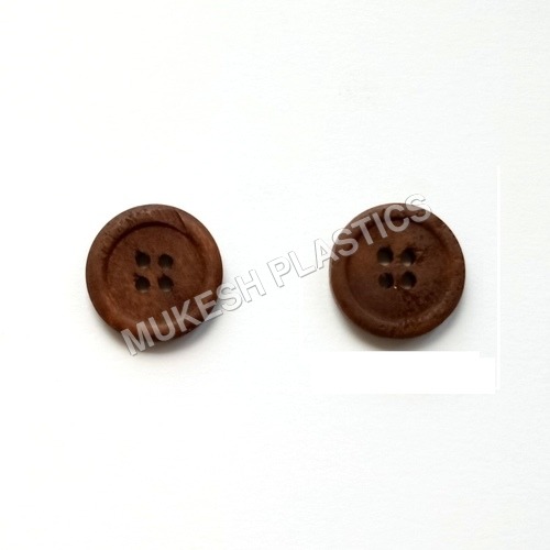Brown Wooden Button For Coat - Wooden, Round, Flatback, 4 Holes | Rich Brown Color, Ideal for Coats and Stylish Craft Projects