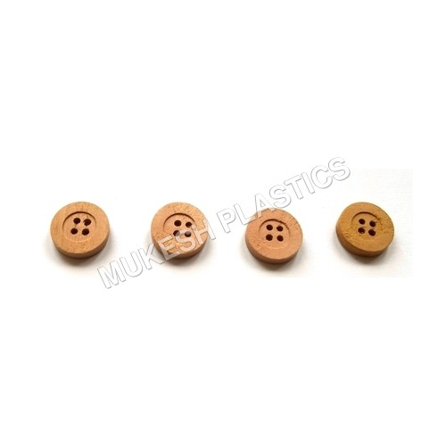 Natural Color Wooden Button - Wooden, Round, Light Brown | 4 Holes, Dry Cleanable, Customizable Shapes