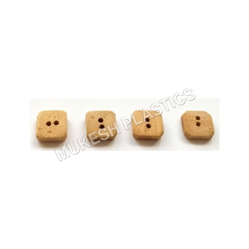 Square Wooden Button - Wood Material, Square Shape, Light Brown Color | 2 Holes for Easy Stitching, Smooth Edge Finish, Durable Design