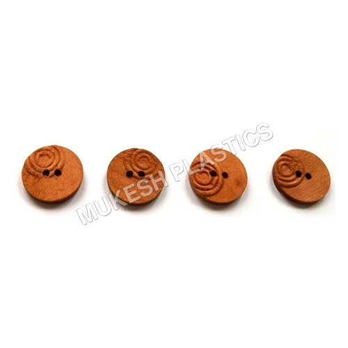 Facny Natural Color Wooden Buttons - Wood Material, Round Shape, Brown Color | 2 Holes Button, Flatback Style