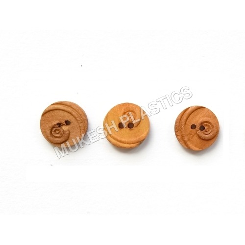 Natural Color Wooden Buttons - Wood Material, 2 Holes Design, Light Brown Color, Round Shape, Flatback Style | Ideal for Crafting and Sewing Projects
