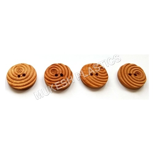 Round Convex Wooden Button - Light Brown, 2-Hole Design | Flatback Style Crafted from Durable Wood