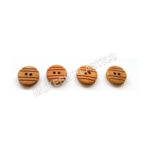 Wooden Button - Light Brown, Round Shape with 2 Holes | Flatback Design for Crafting and Sewing