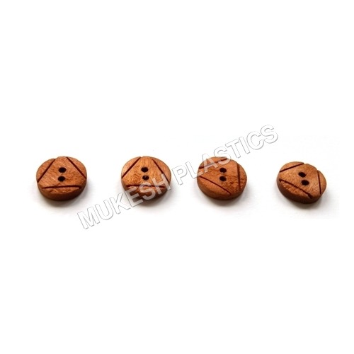 Triangle Convex Wooden Buttons - Wood Material, 2 Holes Button Type, Brown Color | Intricately Carved, Designer Look for Garments, Perfect for Jackets and Kurtis