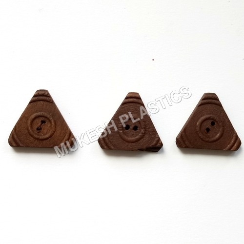 Triangle Wooden Button - Wood, 2 Holes , Brown Color, Flatback Style, Lightweight and Durable, Eye-Catchy Engraved Design