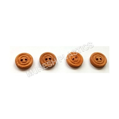 Wooden Round Convex Button - Wood, 2 Holes, Light Brown Color, Flatback Style | Durable and Stylish Accessory for Crafting and Apparel