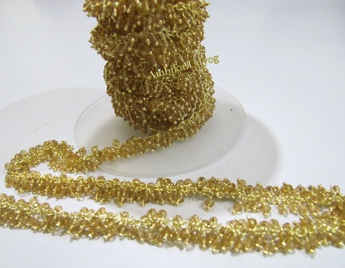 राउंड हाइड्रो क्वार्ट्ज़ सिट्रीन अंगूरी चेन