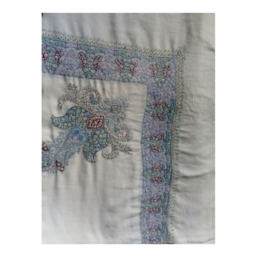 White And Blue Ladies Printed Pashmina Shawl