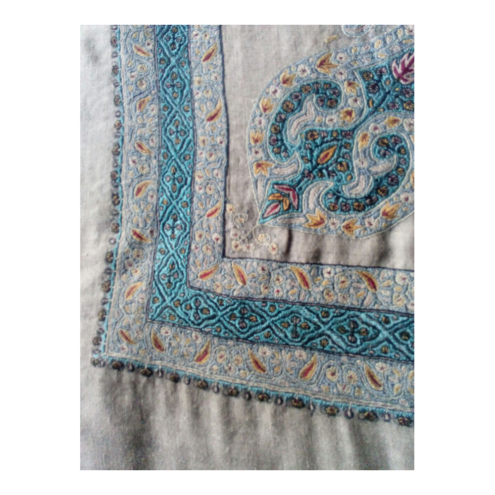 White And Blue Ladies Printed Pashmina Shawl
