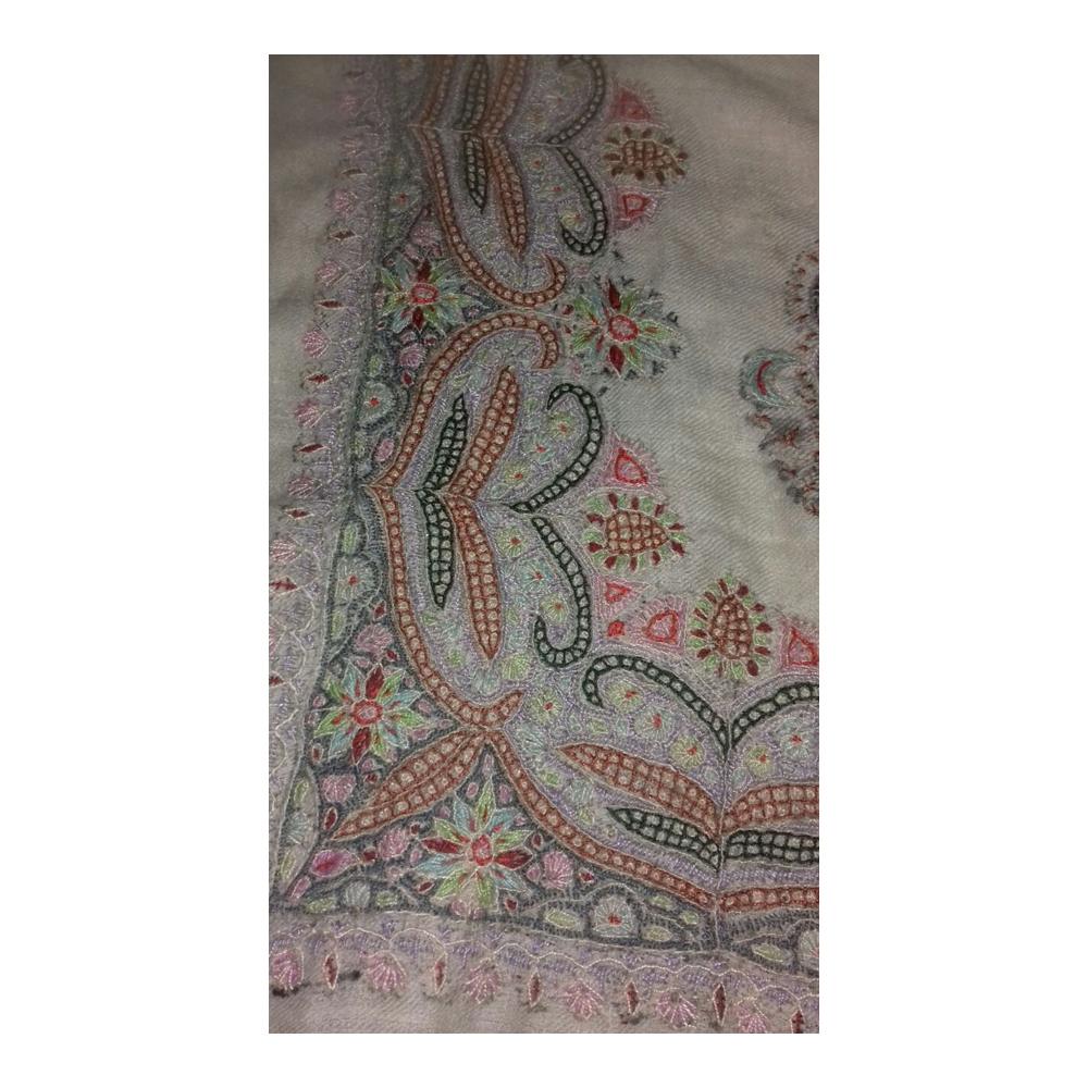 White And Red And Black Ladies Pure Embroidered Pashmina Shawl