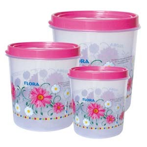 Blue & Pink Plastic Round Container Set Conti 510