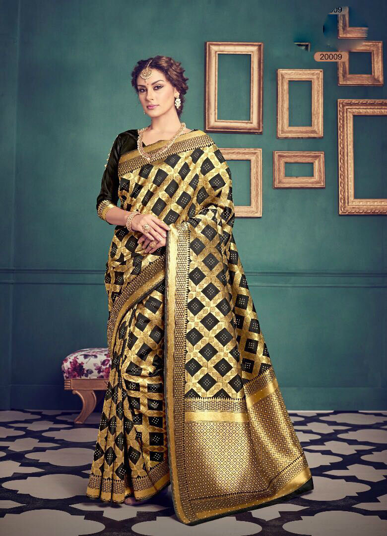 Designer Art Silk Saree - 6.3 Mtr Length Multi Color | Bollywood Style Stone Work Printed Pattern All-season Wear
