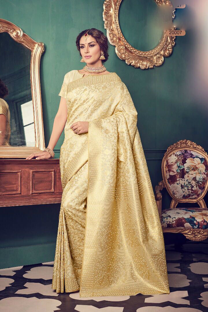Designer Art Silk Saree - 6.3 Mtr Length Multi Color | Bollywood Style Stone Work Printed Pattern All-season Wear