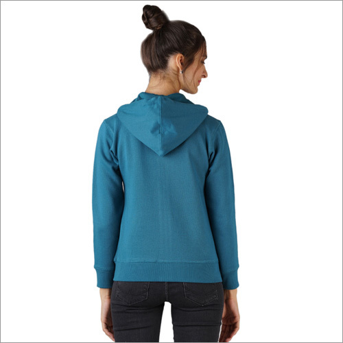 Sky Blue Ladies Zipper Sweatshirt