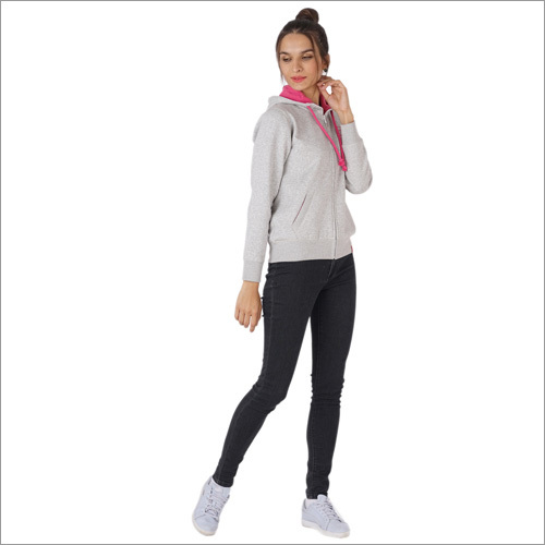Grey Ladies Fleece Fancy Sweatshirt