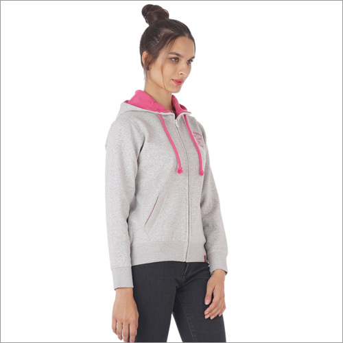 Grey Ladies Fleece Fancy Sweatshirt