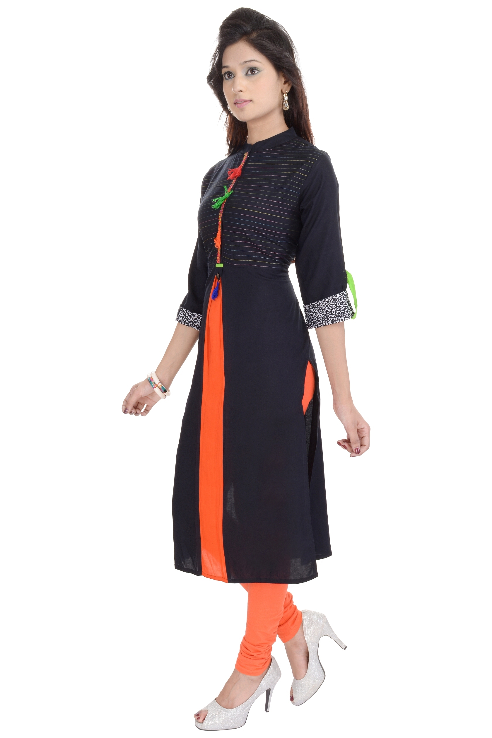 Black Block Print Kurti