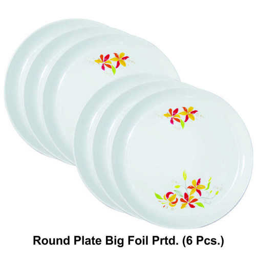 White Plastic Microwave Safe Plate Round Plate Printed Big