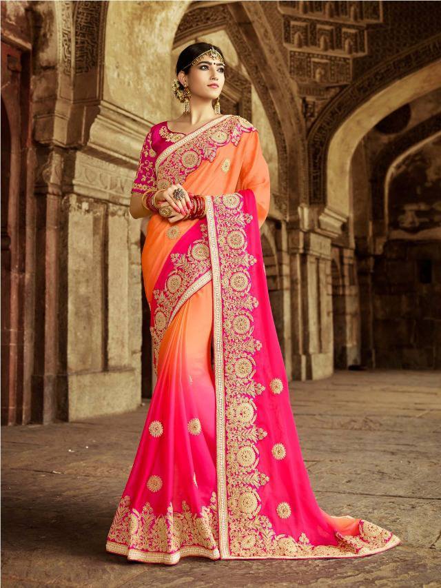 Exclusive Designer Saree - Raw Silk, 6.3 Mtr Multi Color With Hand Embroidery & Lace Border, Trendy Bollywood Style