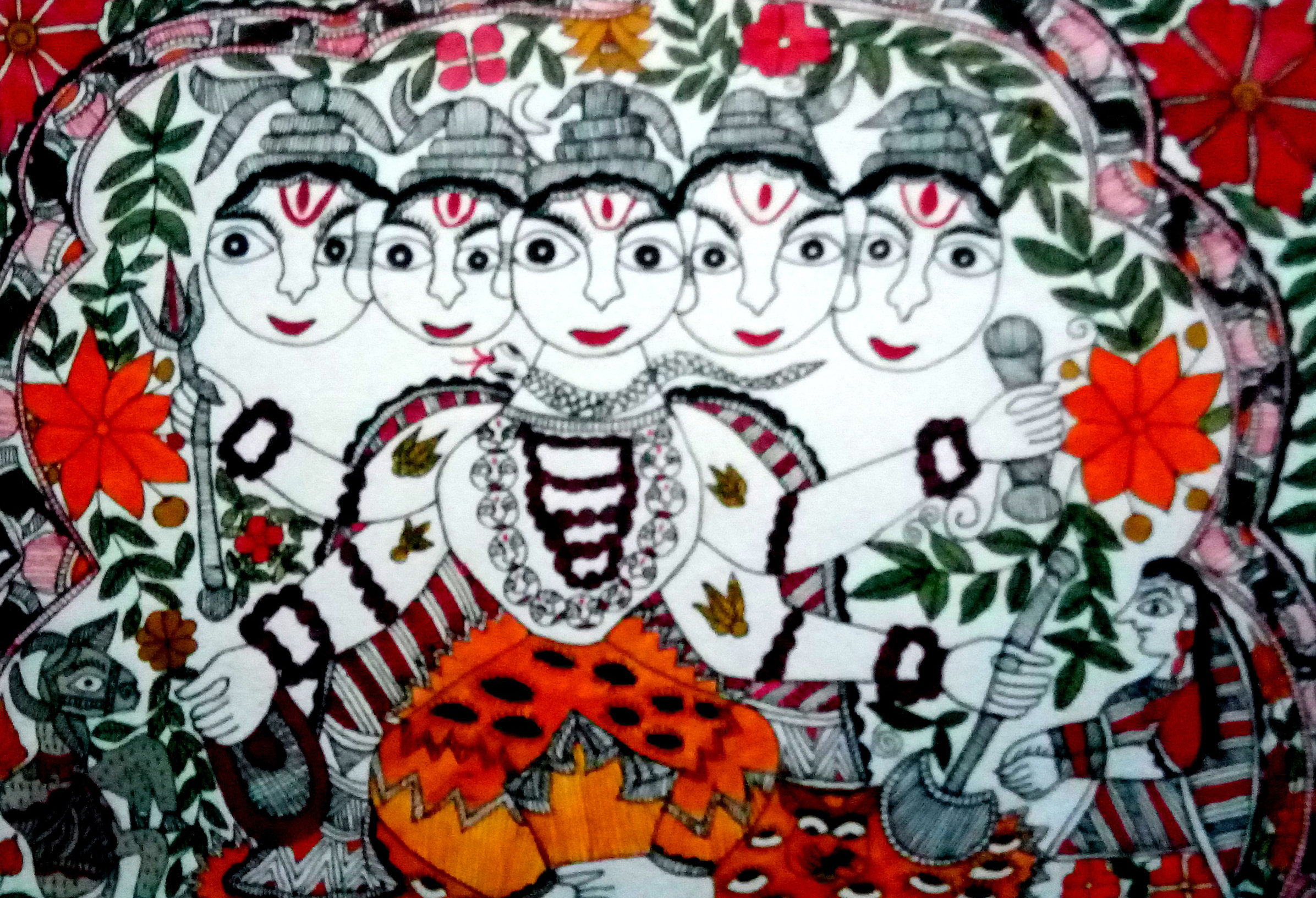 Mithila Panchmukhi Shiv Ji Painting