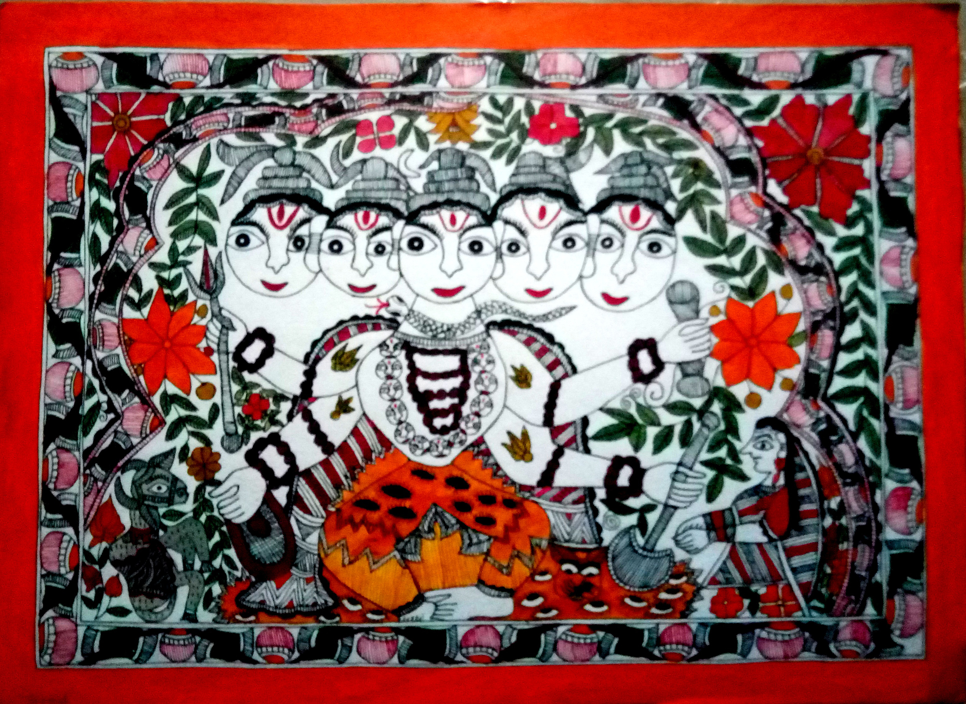 Mithila Panchmukhi Shiv Ji Painting