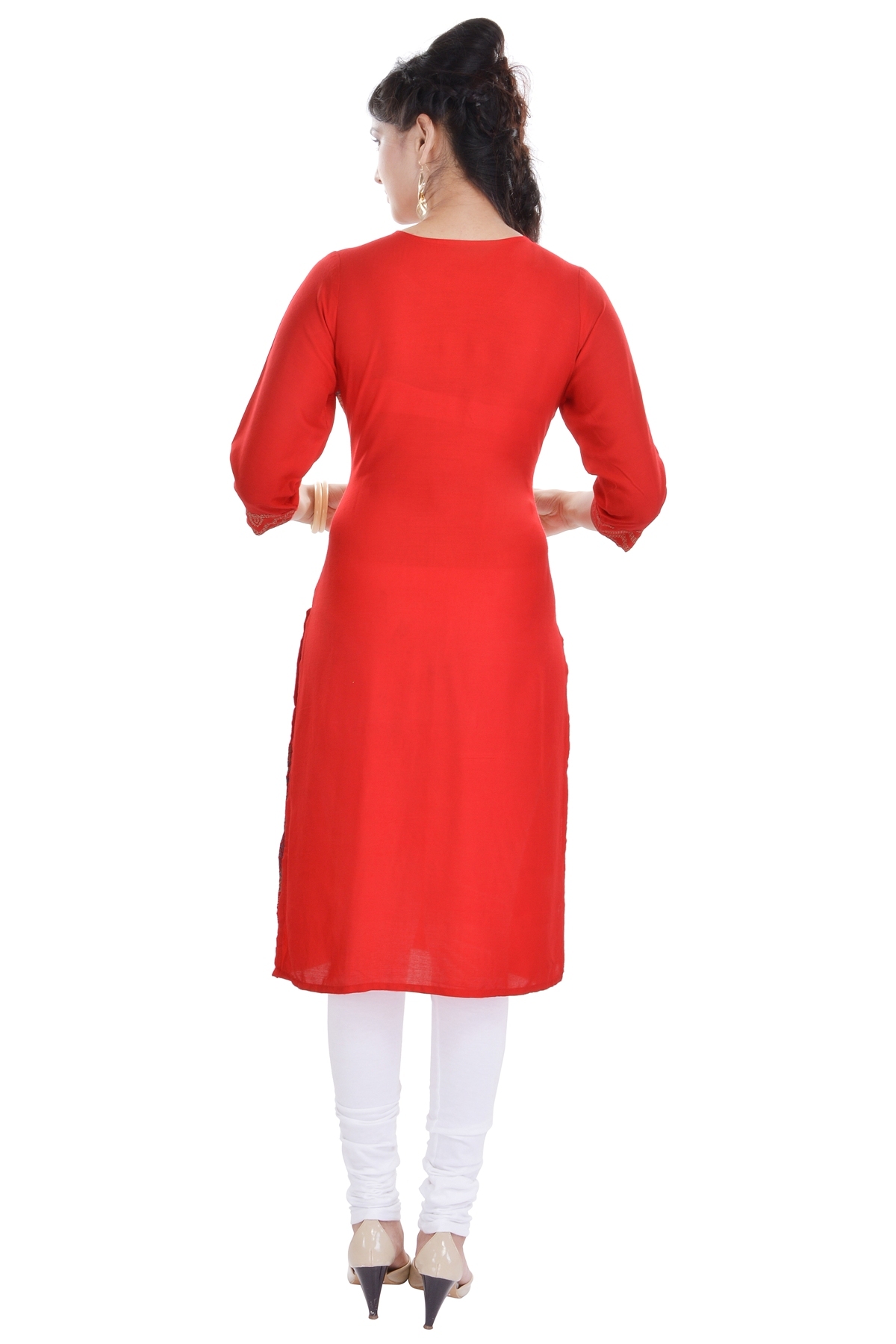 Red Designer Block Print Kurti
