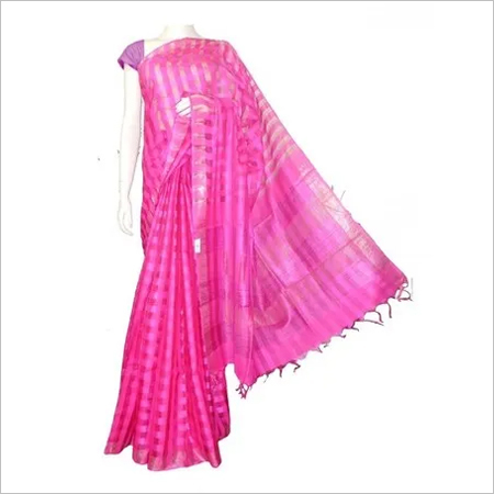 डार्क पिंक नॉयल सिल्क साड़ी