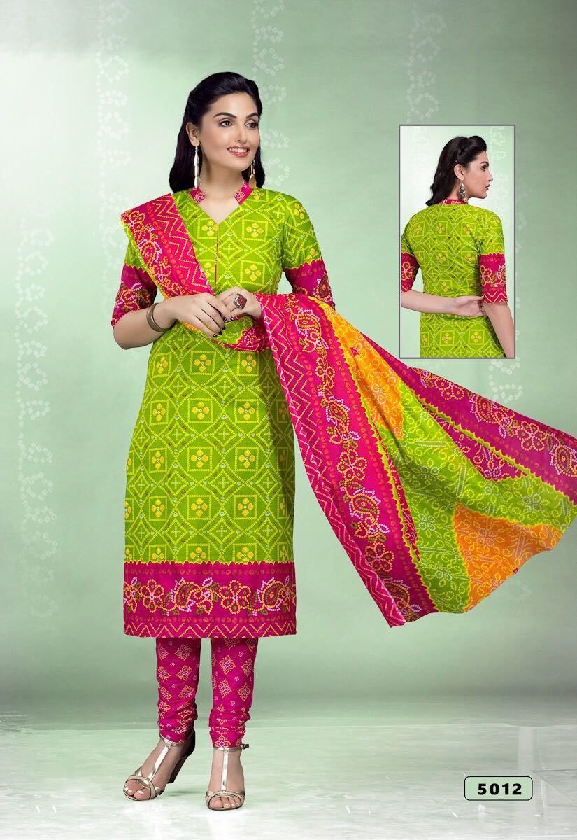 Cotton Printed Unstitched Suits Meenaxi Bandhani Vol-5