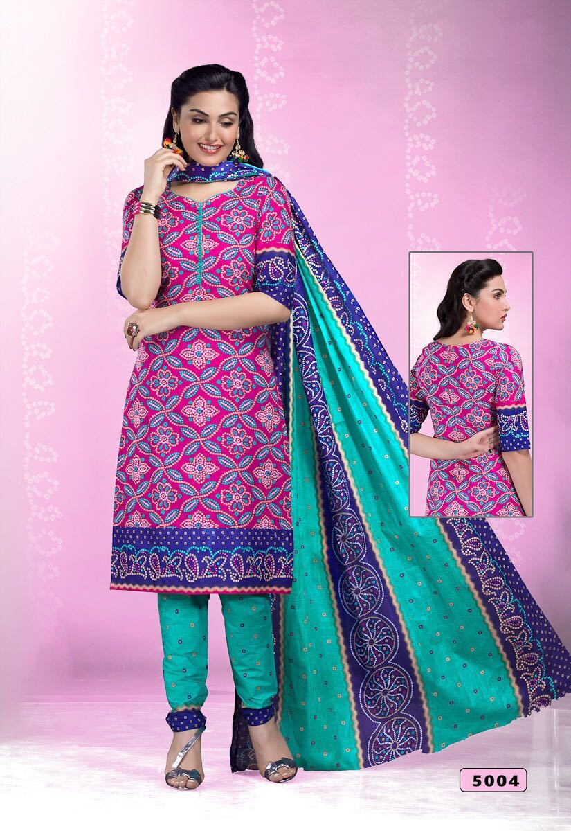 Cotton Printed Unstitched Suits Meenaxi Bandhani Vol-5