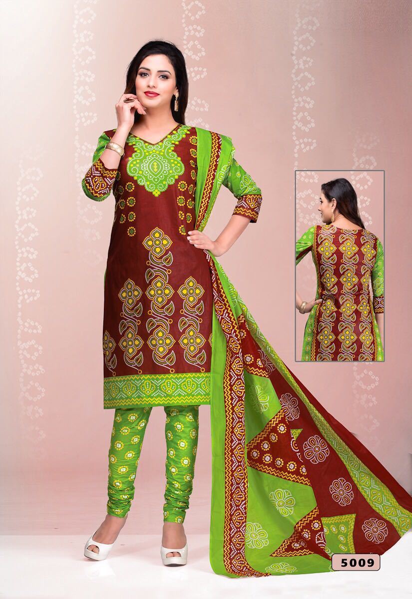 Cotton Printed Unstitched Suits Meenaxi Bandhani Vol-5