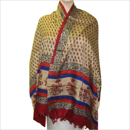 Multi Color Kela Ghitcha Block Print Stoles