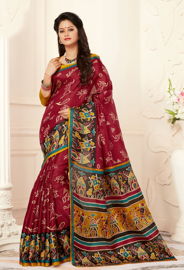 Khadi Saree - Khadi Silk, 5.5 Meters, Bust 44 Cm, Hip 46 Cm, Waist 36 Cm | Elegant Design, Eco-friendly, Anti-wrinkle, Breathable, Quick Dry