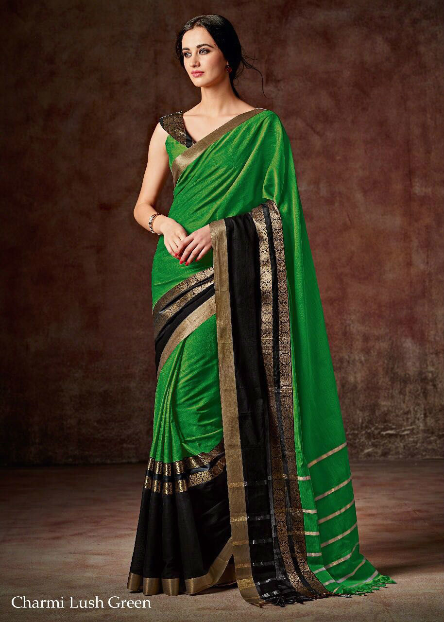 Designer Sarees - Cotton Silk Fabric, 6.3 Mtr Size, Multi-color Printed Pattern, Season: Rainy/spring/summer/winter, Bollywood Style