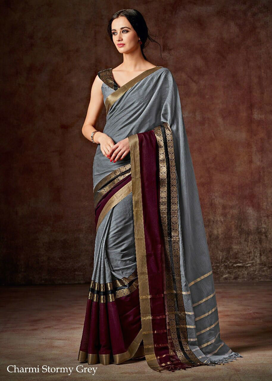 Designer Sarees - Cotton Silk Fabric, 6.3 Mtr Size, Multi-color Printed Pattern, Season: Rainy/spring/summer/winter, Bollywood Style