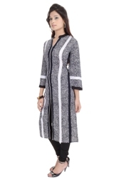 Trendy Rayon Kurti - Bust Size 36-44, Black Color | Breathable, Stylish 3/4th Sleeve, Perfect For Daily Wear