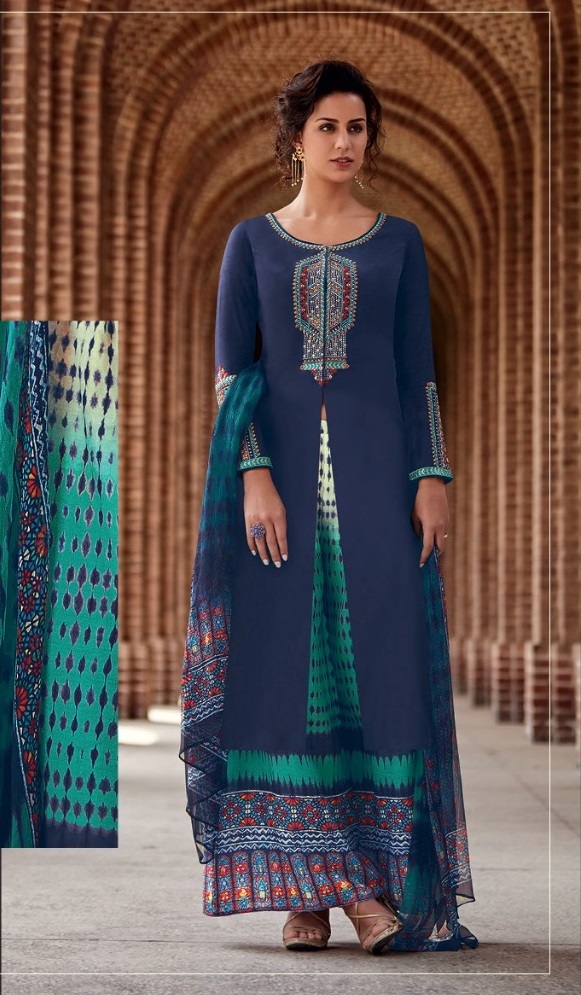 Grey Cotton Designer Suit