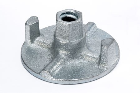 Two Wing Anchor Nut - Malleable Cast Iron, .70/100mm Size, 0.400/0.590 Kg Weight, Zinc Plated Finish, Hexagonal Shape, Metric Thread Type, Ideal for Scaffolding