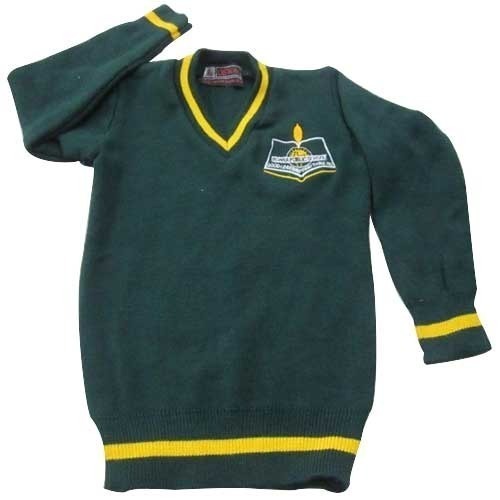 Woolen School Uniform Sweater - Customized Size, V Neck Collar | Unisex, Suitable for All Age Groups, Primary School Wear
