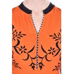 Digital Kurti - Rayon Fabric, Bust Size 36-44 Inches, Elegant Orange Design | Breathable, Washable, 3/4th Sleeve Style For All Occasions