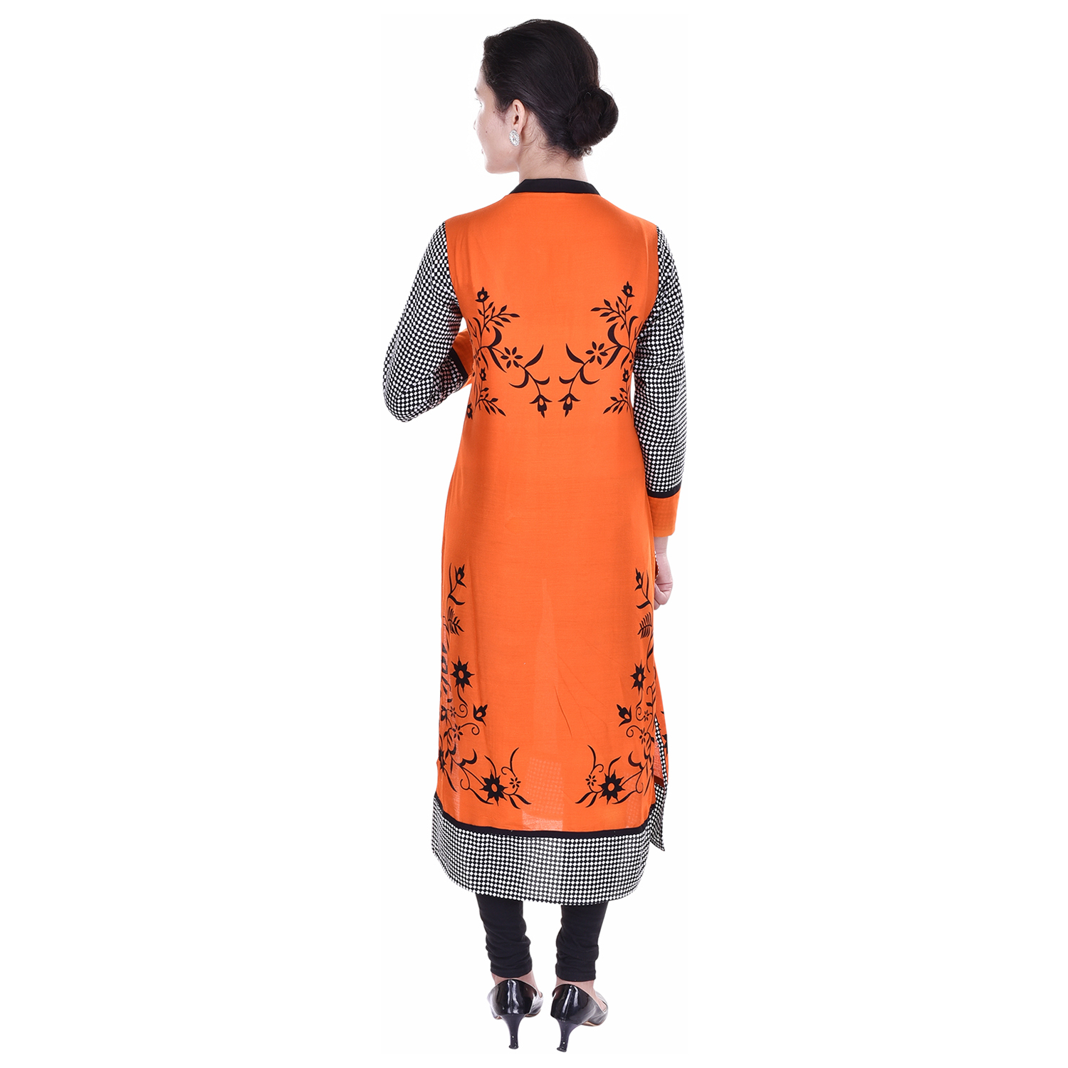 Digital Kurti - Rayon Fabric, Bust Size 36-44 Inches, Elegant Orange Design | Breathable, Washable, 3/4th Sleeve Style For All Occasions