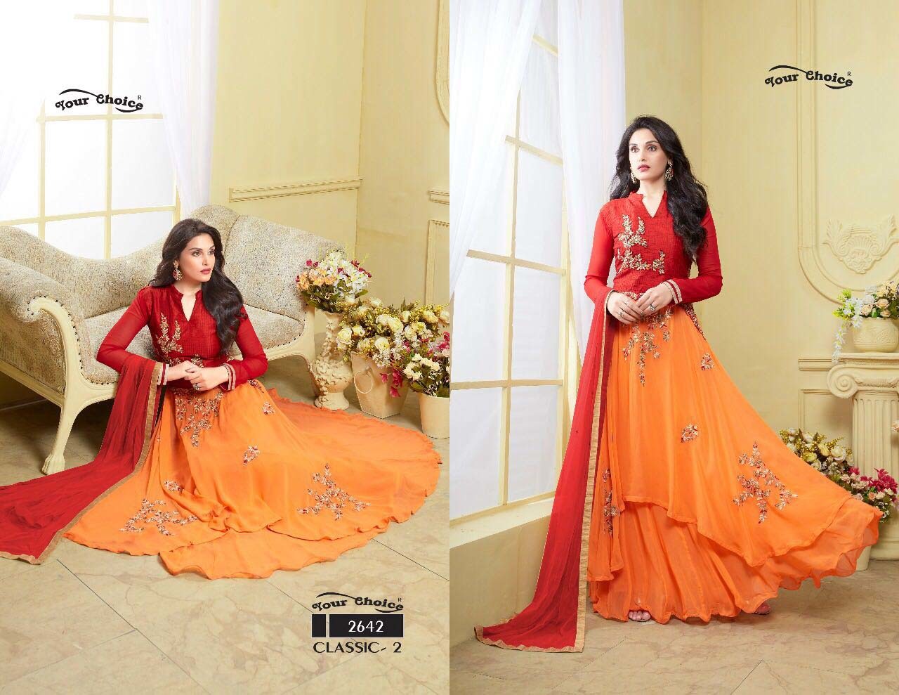 Georgette Salwar Suit - Free Size, Full Sleeves, 2.5 Length | Breathable, Cool Dry, Anti-wrinkle, Flawless Quality With Vibrant Embroidered Designs