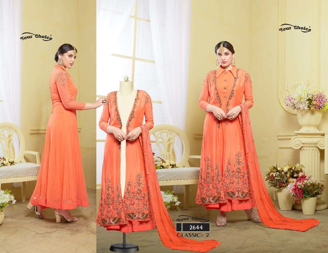 Georgette Salwar Suit - Free Size, Full Sleeves, 2.5 Length | Breathable, Cool Dry, Anti-wrinkle, Flawless Quality With Vibrant Embroidered Designs