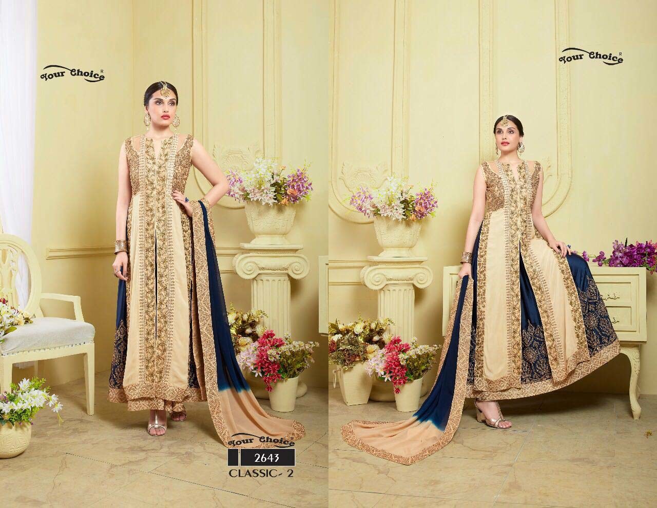 Georgette Salwar Suit - Free Size, Full Sleeves, 2.5 Length | Breathable, Cool Dry, Anti-wrinkle, Flawless Quality With Vibrant Embroidered Designs