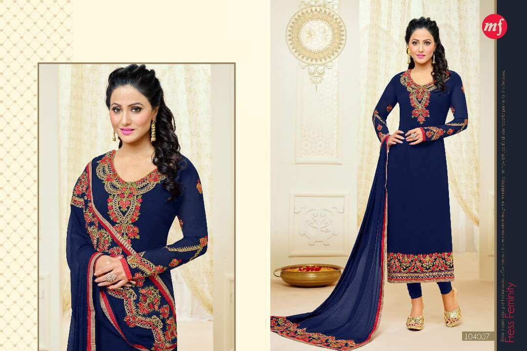 Faux Georgette Salwar Suit - 2.5m Length, Bust 44cm, Waist 36cm, Hip 46cm | Anti-wrinkle, Breathable, Cool Dry, Custom Embroidery, All Season