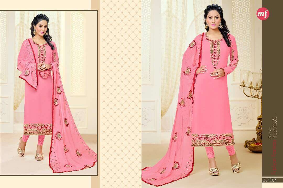 Faux Georgette Salwar Suit - 2.5m Length, Bust 44cm, Waist 36cm, Hip 46cm | Anti-wrinkle, Breathable, Cool Dry, Custom Embroidery, All Season
