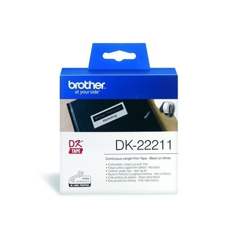 Brother DK-22211 Original - Non-Laminated Thermal Roll Labels, 29 mm Size, Black Text on White Background, Automatic Electric Drive