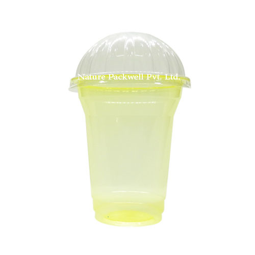 Large Plastic Glass - Pp Material, 350ml Size, Yellow Color | Break Resistant, Appealing Design, Lightweight And Highly Durable